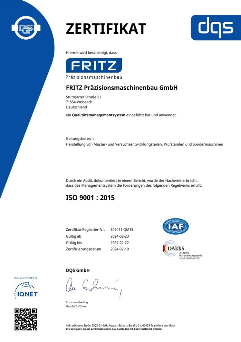 ISO 9001 Zertifikat - Klick für Download